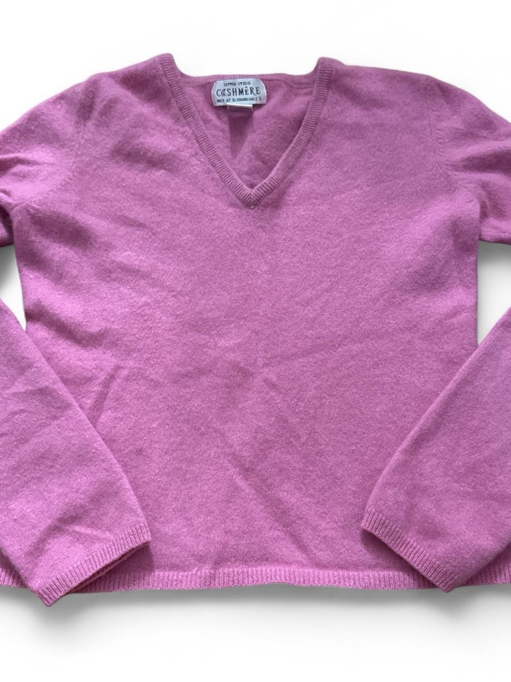 Sutton Studio Bright Pink V-Neck Cashmere Sweater